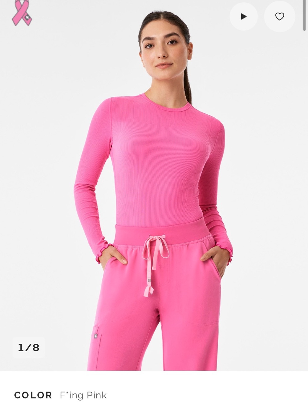 Lacey ruffle long sleeve under scrub